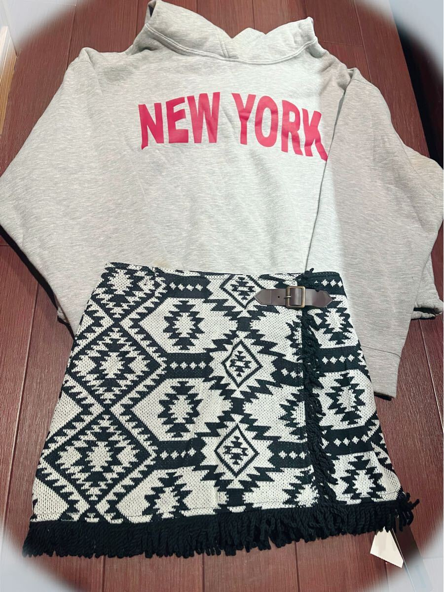 新品 one way ネイティブ柄 フリンジ スカート拍卖