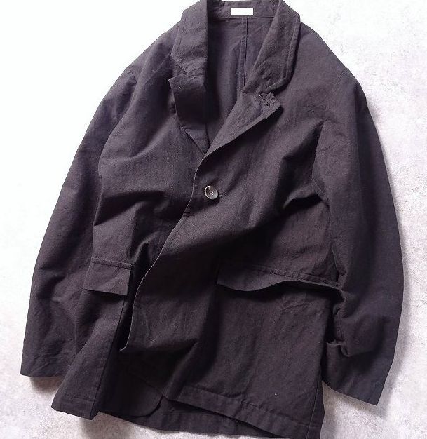 THE HINOKI ザ ヒノキ ウール×コットン 2B テーラード ジャケット 日本製 イージー ソフト アンコン ジャケット メンズ (3) 黒 ●r-343拍卖