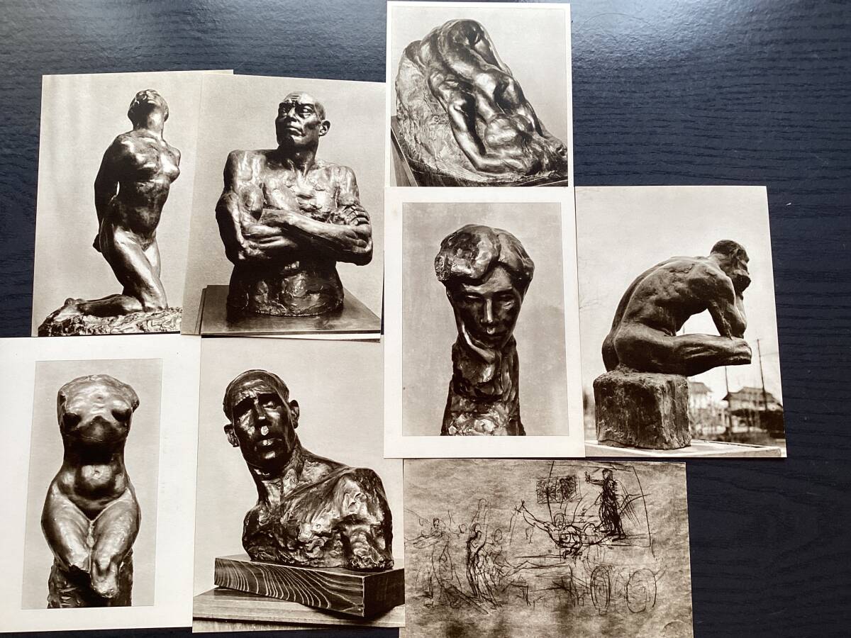 萩原禄山 絵はがき 8枚セット 美術館 絵葉書 ポストカード 坑夫 デスペア 女 戸張孤雁 文覚 クロッキー 労働者 女の胴 彫刻 アート 拍卖