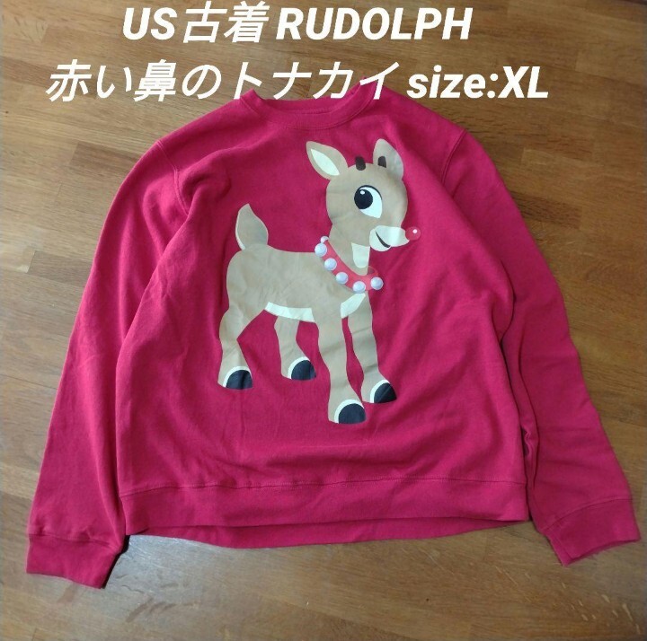 RUDOLPH US古着 トレーナー クリスマススウェット 赤鼻のトナカイ Men's size:XL拍卖