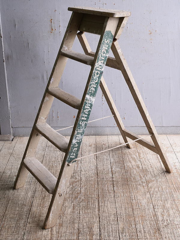 イギリス アンティーク ステップラダー 脚立 ディスプレイ 12719拍卖
