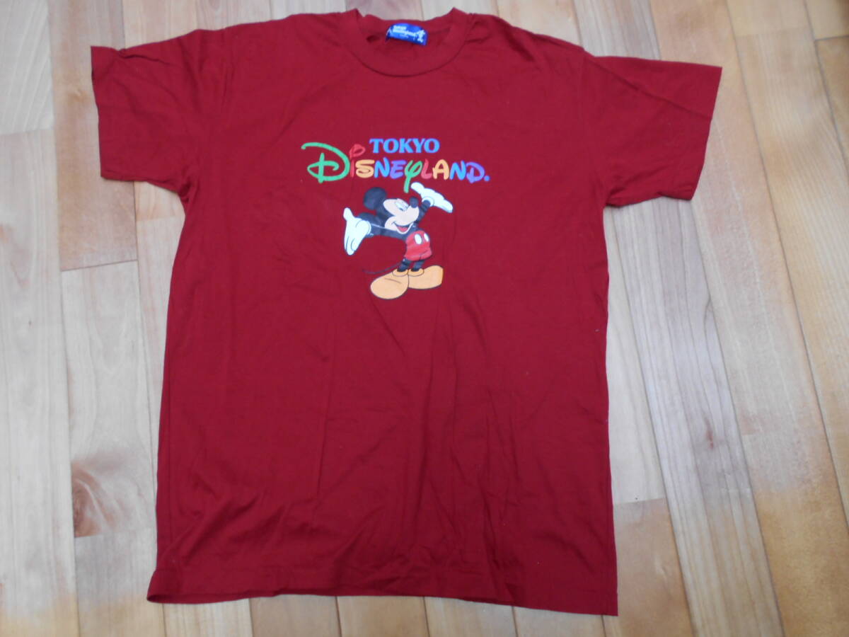 ★Disneyデズニー ミッキーマウスTシャツ【未使用】ディープレッド 日本製拍卖