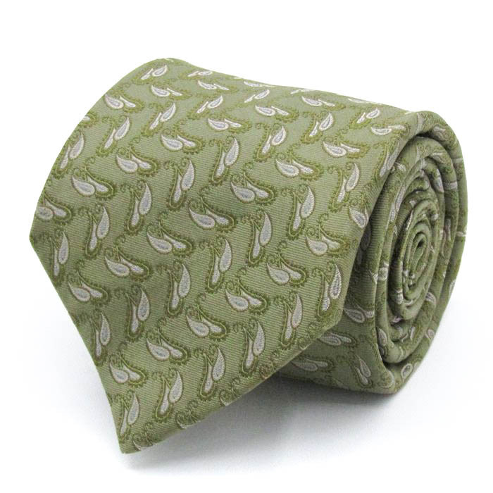 アクアスキュータム ブランド ネクタイ シルク ペイズリー柄 総柄 チェック柄 PO メンズ カーキ Aquascutum拍卖