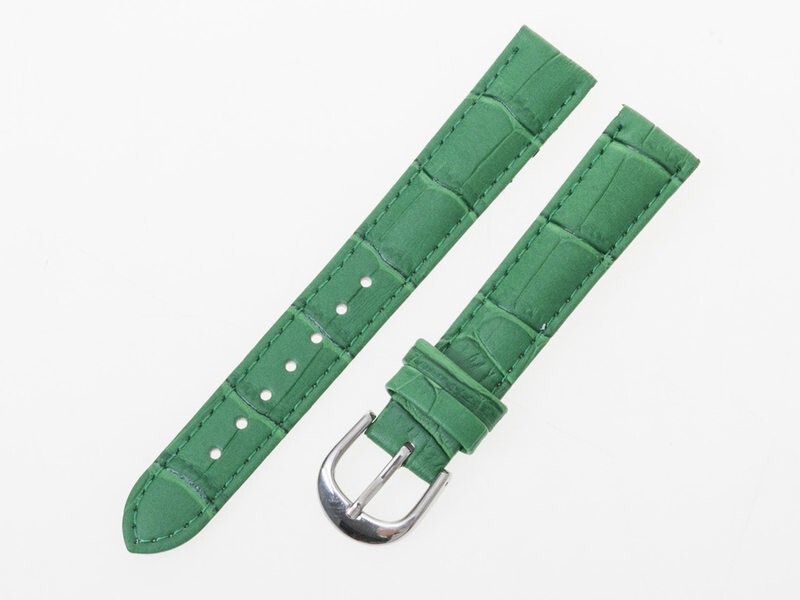 ファション 男女兼用 腕時計 交換用 パーツ 本革製 ワニ革風 ベルト バンド#グリーン 19MM拍卖