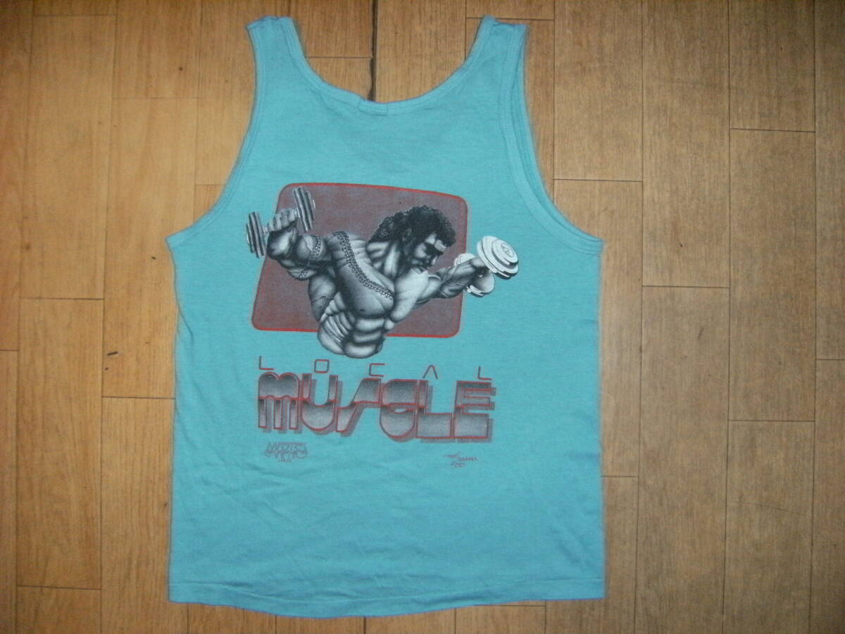 昭和レトロ★アメリカ製★80年代 ボディビル,格闘技,プロレス,ゴールドジム★HAWAII タンクトップ★ハワイ 野獣 筋トレ フィットネス 筋肉拍卖