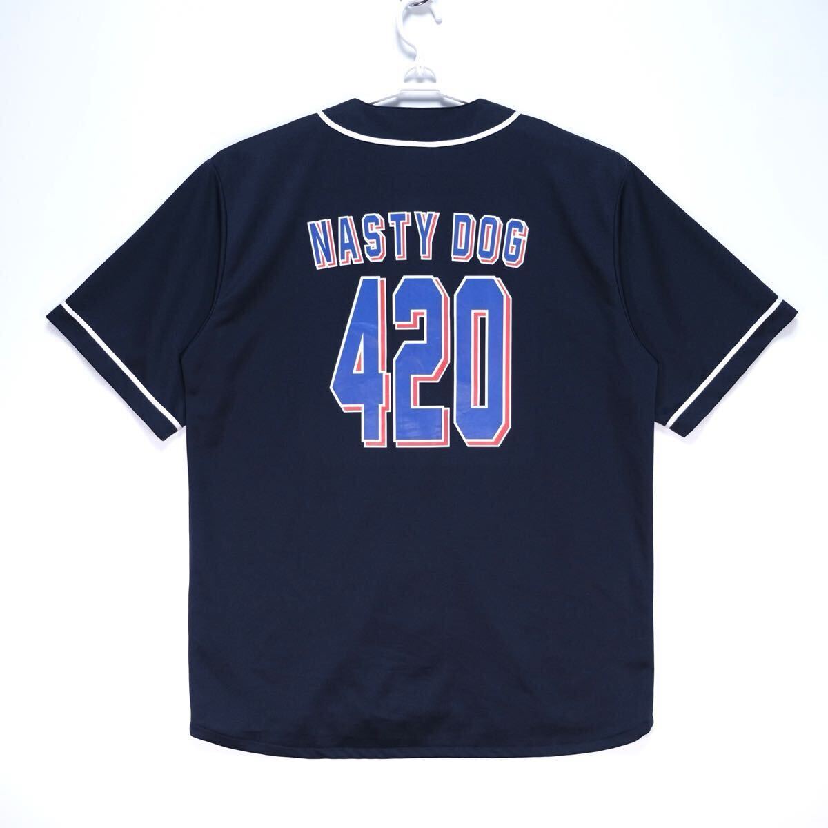【送料無料】NASTY DOG(ナスティードック)/BaseBall Shirts Navy/ベースボールシャツ ネイビー/チャンネル がーどまん MY/XLサイズ拍卖
