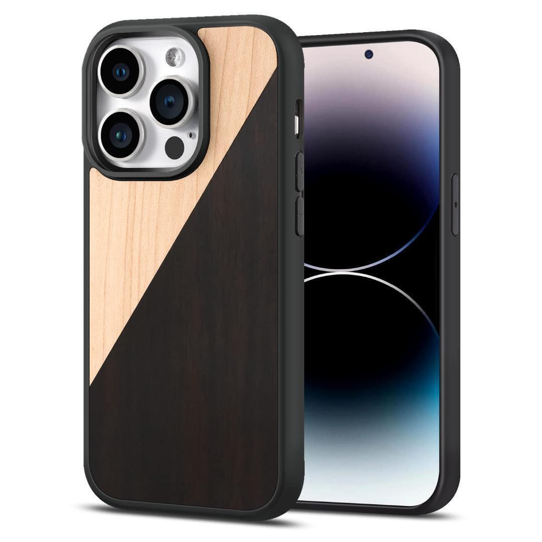 iPhone14 用 6.1インチ ウッドケース ナチュラル スリム エボニー&メープル L126拍卖