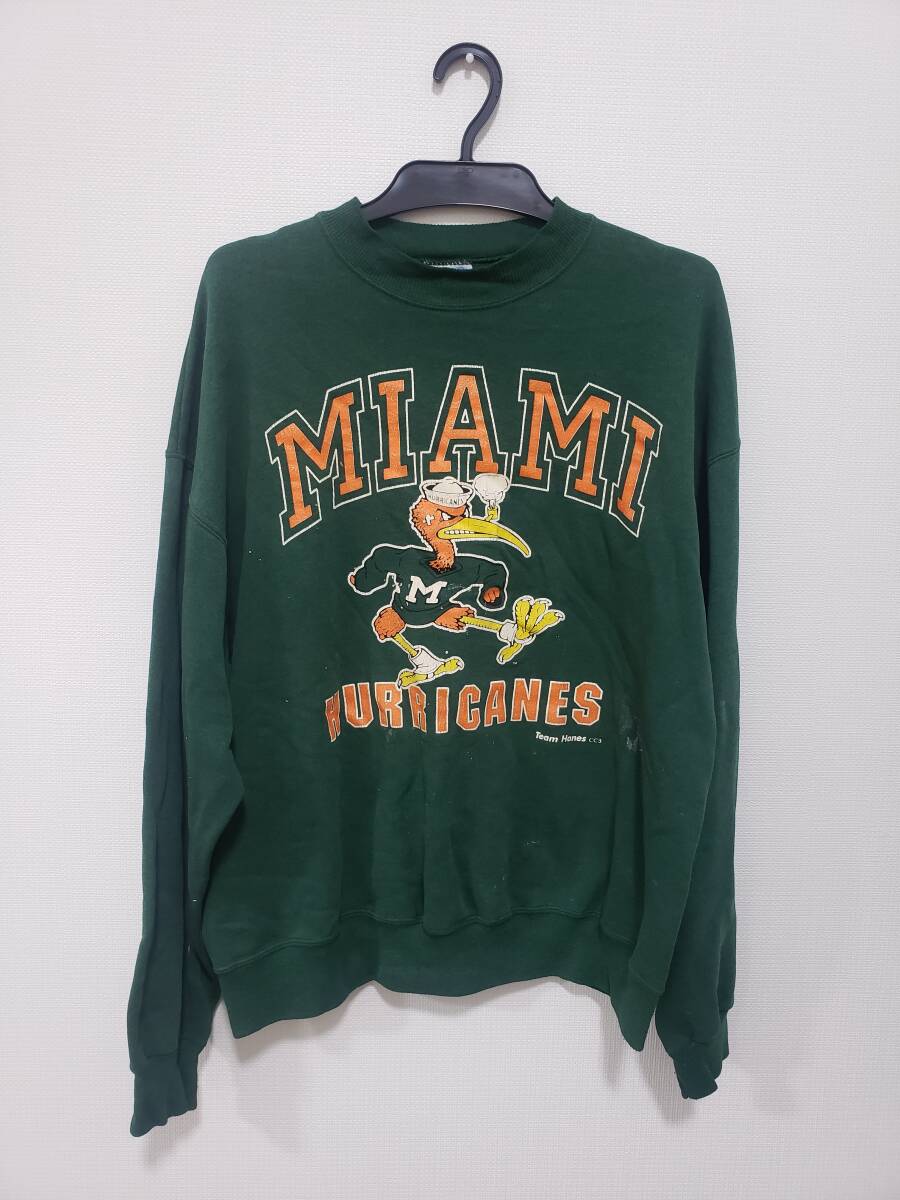 マイアミ ハリケーンズ スウェット トレーナー ヴィンテージ USED 緑 XL拍卖