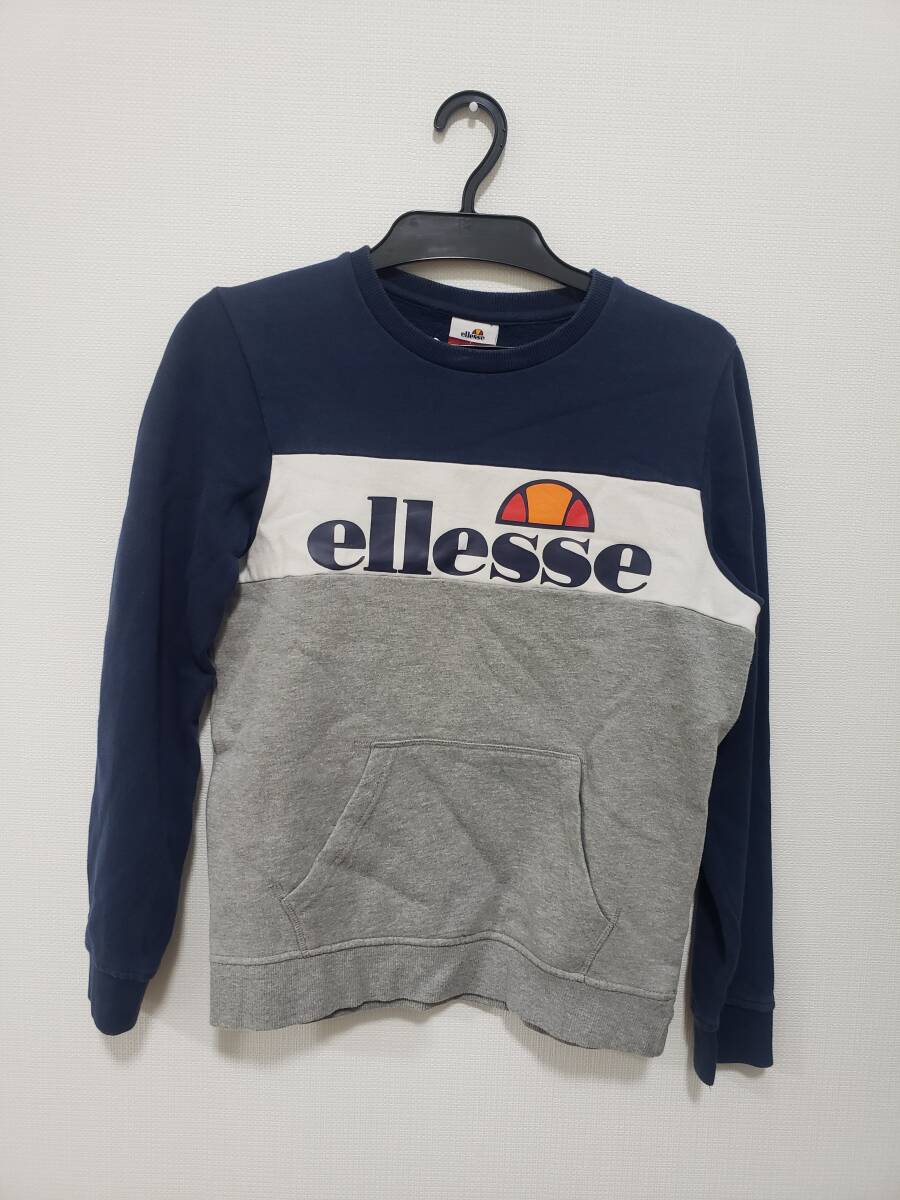 ellesse エリーゼ スウェット トレーナー USED 紺グレー白 S?拍卖