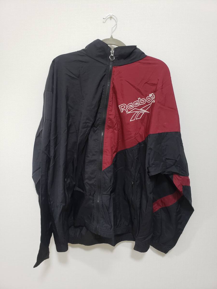 Reebok リーボック ナイロン ジャンバー ジャンパー ブルゾン ヴィンテージ USED 黒×ワイン L拍卖