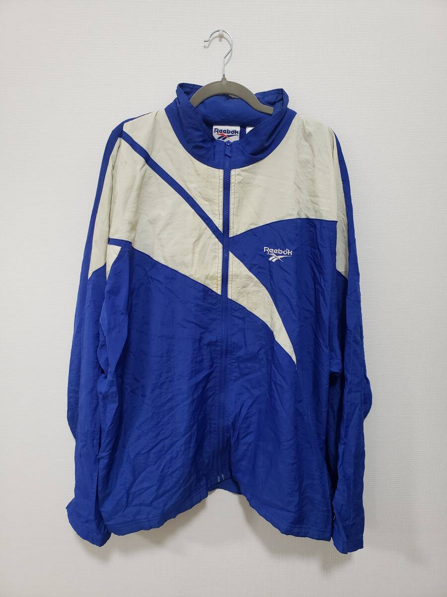 Reebok リーボック ナイロン ジャンバー ジャンパー ブルゾン ヴィンテージ USED 青アイボリー 2XL拍卖
