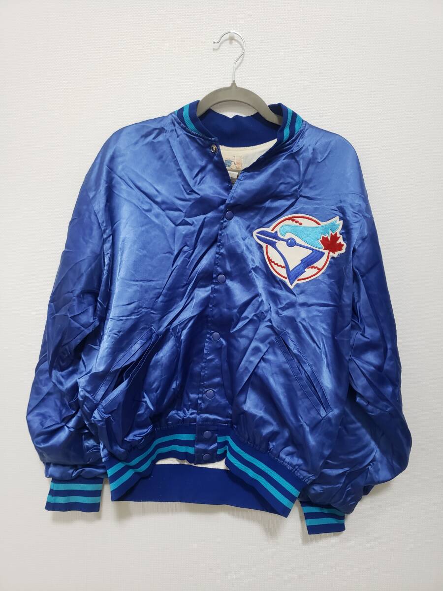 MLB メジャーリーグ BLUEJAYS ブルージェイズ スタジャン ジャンパー ジャンバー ブルゾン ヴィンテージ USED 青 L拍卖