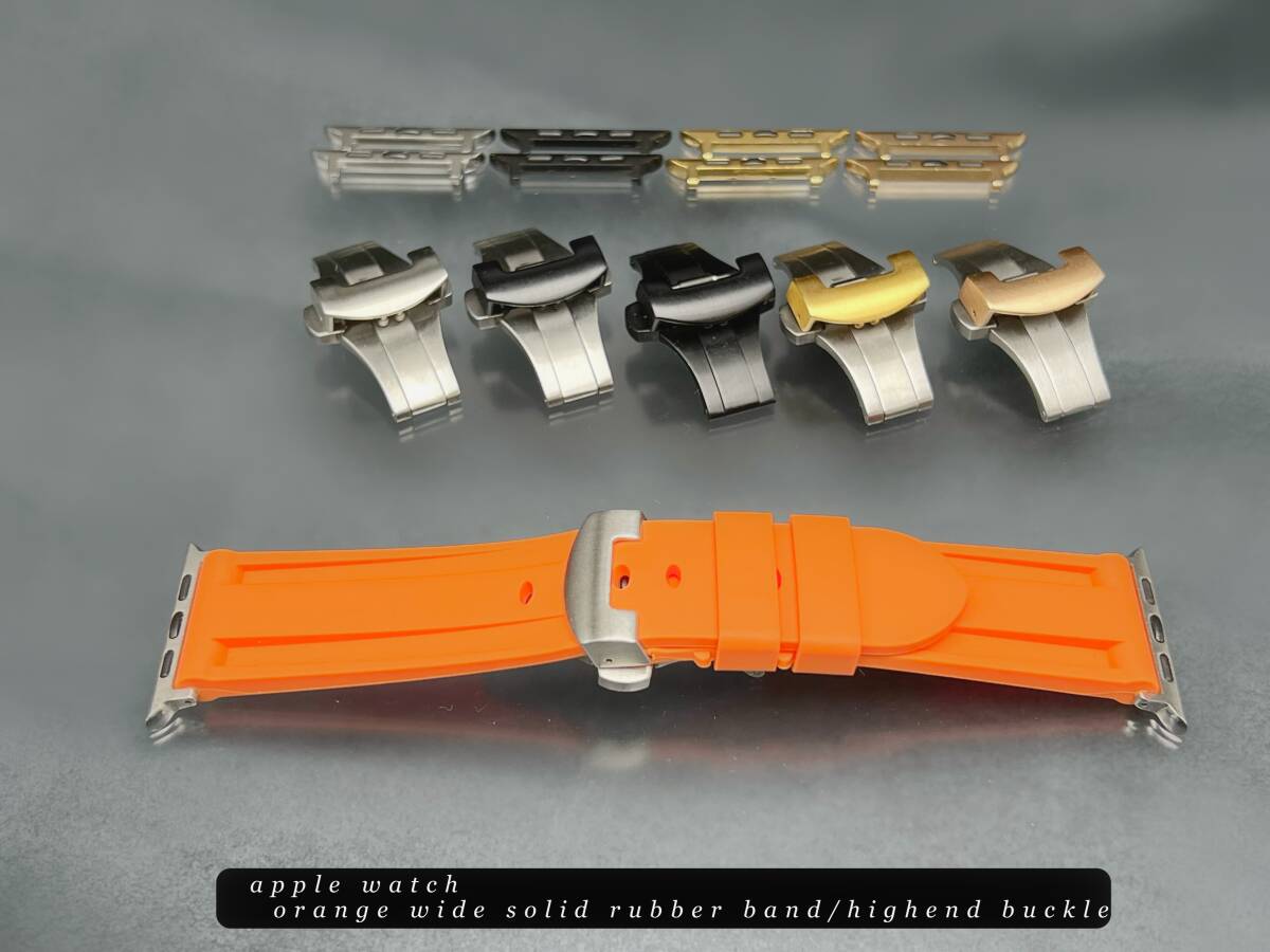 オレンジ ワイド ラバー ベルト バンド ハイエンドバックル 46mm45mm49mm44mm42mm41mm40mm38mm アップルウォッチ シリーズ10 ウルトラ拍卖