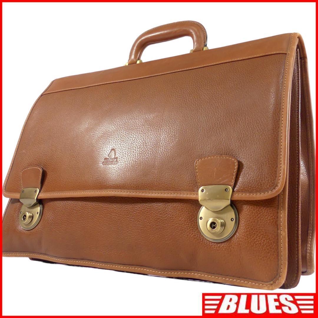 即決★ECLIPSE COURSER★オールレザービジネスバッグ エクリプスコーサ メンズ チャ 本革 ダブルフラップ 本皮 通勤 出張 鍵付き拍卖