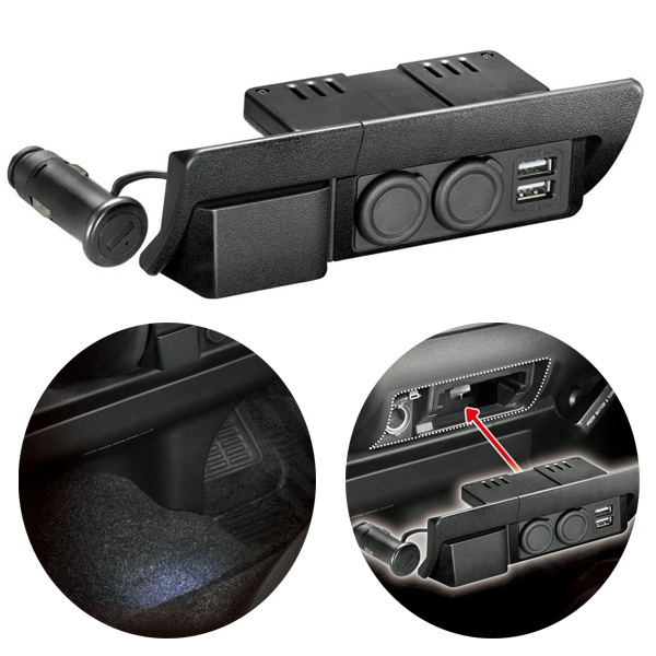 増設電源ユニット ハイエース用プレミアム H200系ハイエース専用 シガーソケット USBポート フットライト 純正風 カーメイト NZ586拍卖