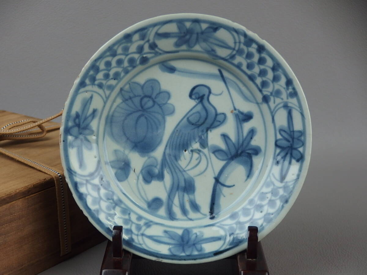 【骨董・茶道具】★中国古玩 ショウ州窯★★呉洲染付花鳥文皿 呉須染付 fp046xb.8 古染付拍卖