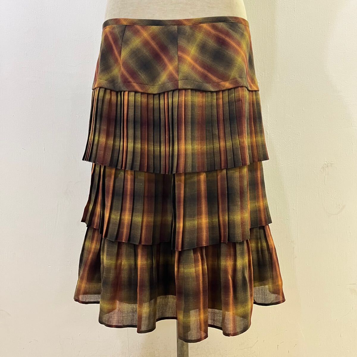 23区 カシミヤ混 フリルスカート フレアスカート ウールスカート オンブレチェック プリーツ オンワード樫山【レターパックプラス郵送可】J拍卖
