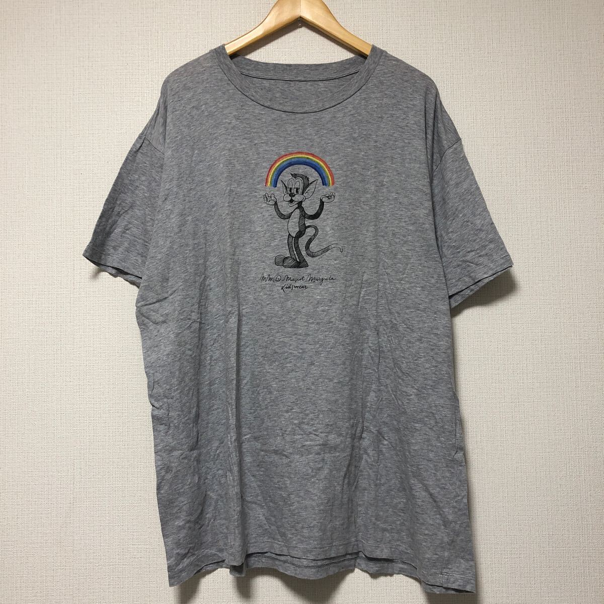 (k) MM6 メゾンマルジェラ レインボー モンキー オーバーサイズ Tシャツ Tee 半袖 グレー サイズ1 コットン拍卖