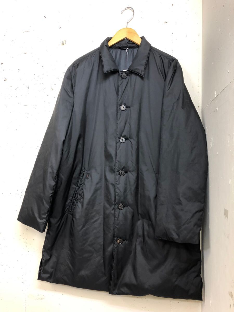 papas パパス ステッチレス ダウン コート 黒 48M 襟にPロゴ刺繍 ステンカラーコート 軽量拍卖