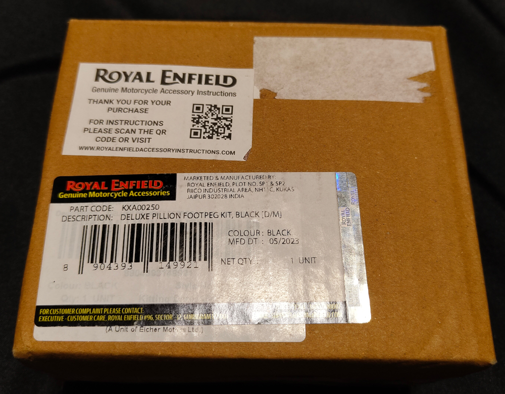 ★純正バイクパーツ/ロイヤルエンフィールド ショットガン650 DELUXE PASSENGERS FOOTPEG BLACK/KXA00250 ROYAL ENFIELD SHOTGUN650拍卖