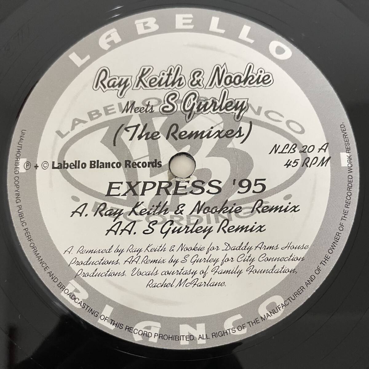 Ray Keith & Nookie - Express '95 (Remixes) / Labello Blanco Recordings NLB20 ドラムンベース,Drum&Bass,Drum'n'Bass,Jungle,レコード拍卖