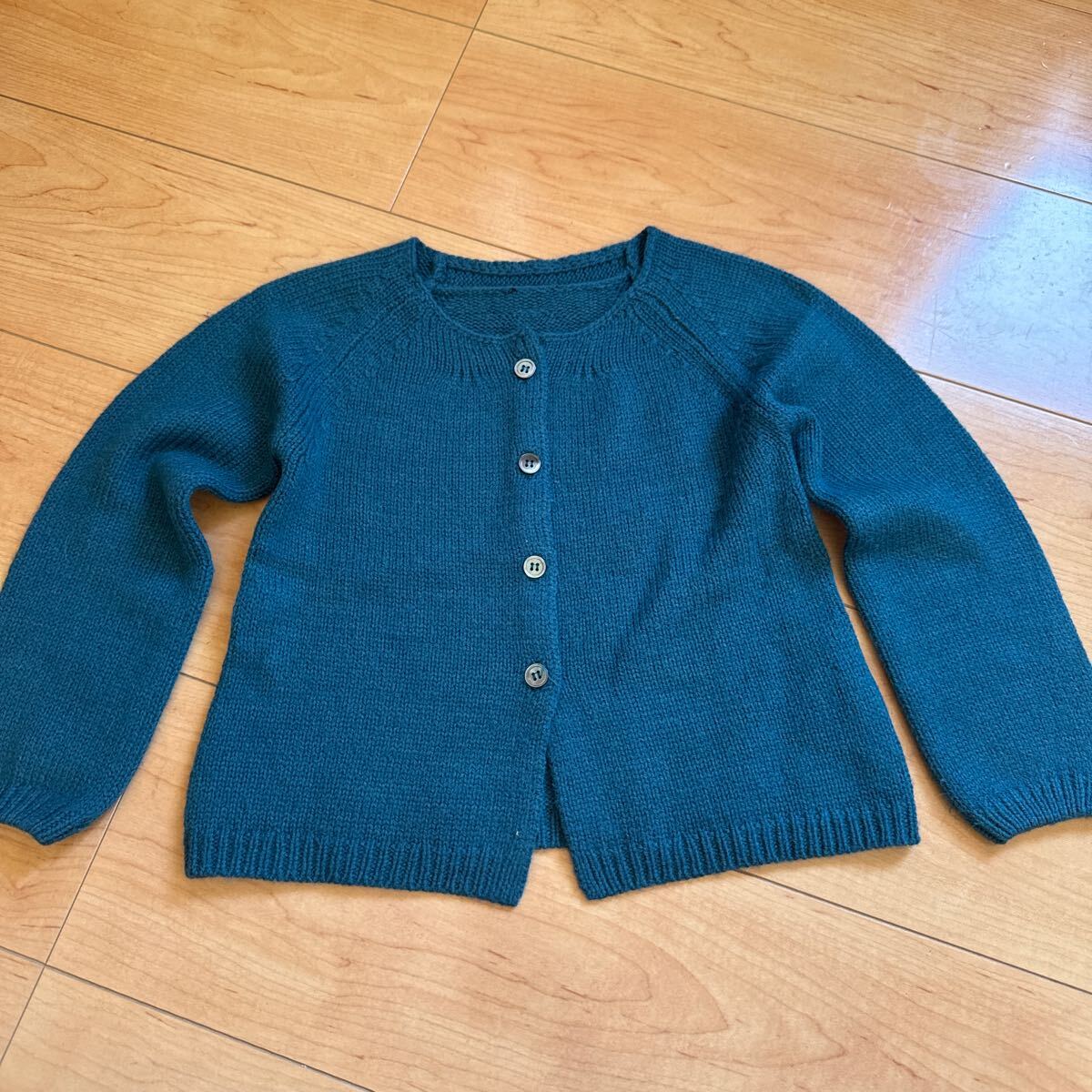 ボントン 長袖 カーディガン ニットキッズ 子供 グリーン 90拍卖