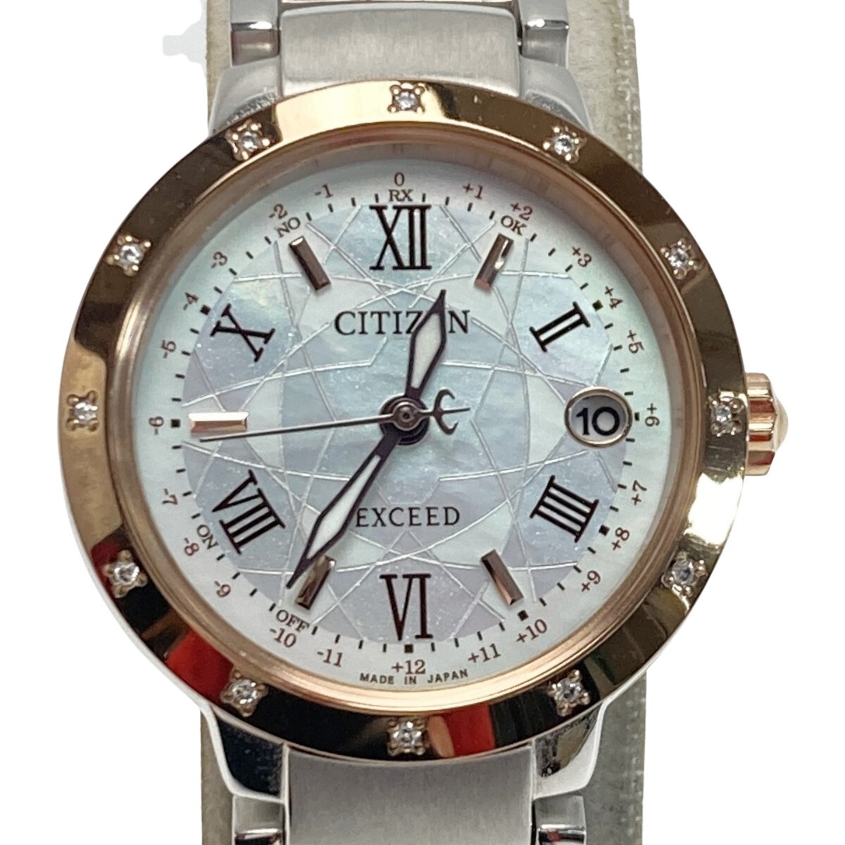 ☆☆ CITIZEN シチズン エクシード 12Pダイヤ H060-T022634 シェル文字盤 電波ソーラー レディース 腕時計 EXCEED 傷や汚れあり拍卖