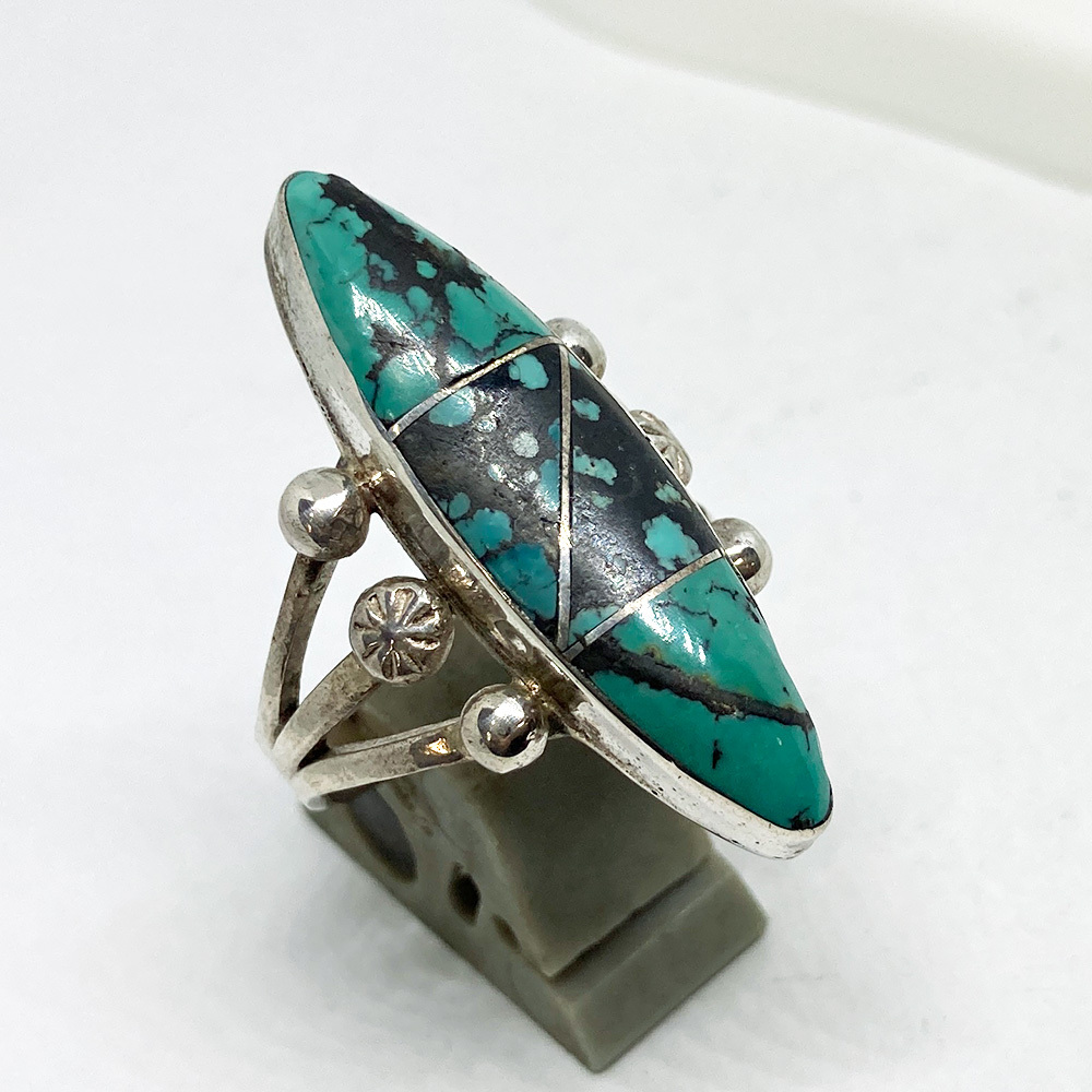 ターコイズ ロング リング 22.5号 (019) インディアンジュエリー ネイティブアメリカン アメカジ カントリー 4石 指輪拍卖