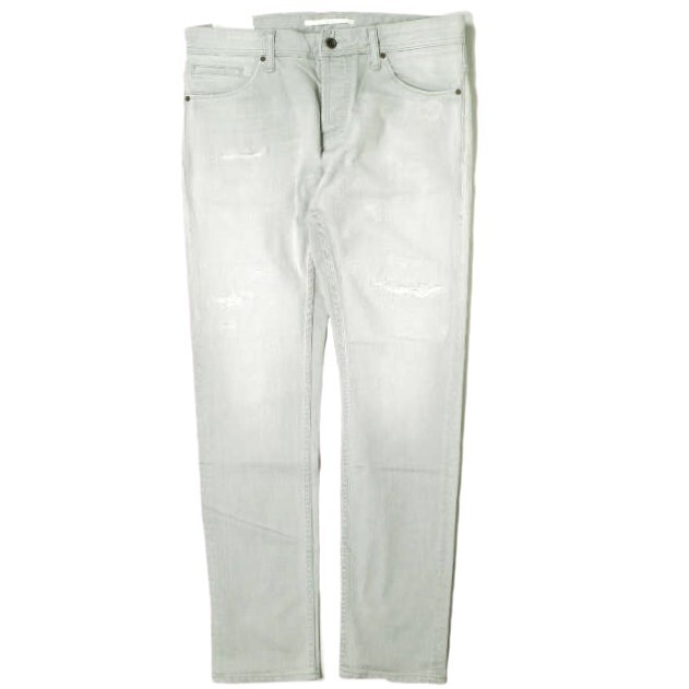 新品 e JEANS イージーンズ 日本製 SEA HORSE SLIM 岡山児島 ダメージ加工 スキニーデニムパンツ e-801 4 Sky Gray 定価31,900円 g17456拍卖