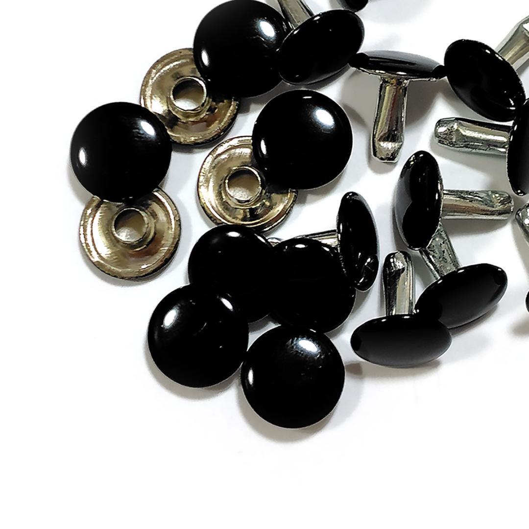 カラー 両面カシメ 10mm 艶ブラック 15組 カシメ レザークラフト拍卖