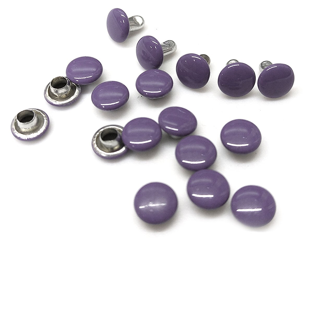 カラー 両面カシメ 6mm パープル 30組 カラー レザークラフト ハンドメイド 素材 カシメ 留め具 手作りパーツ 補修 修理拍卖
