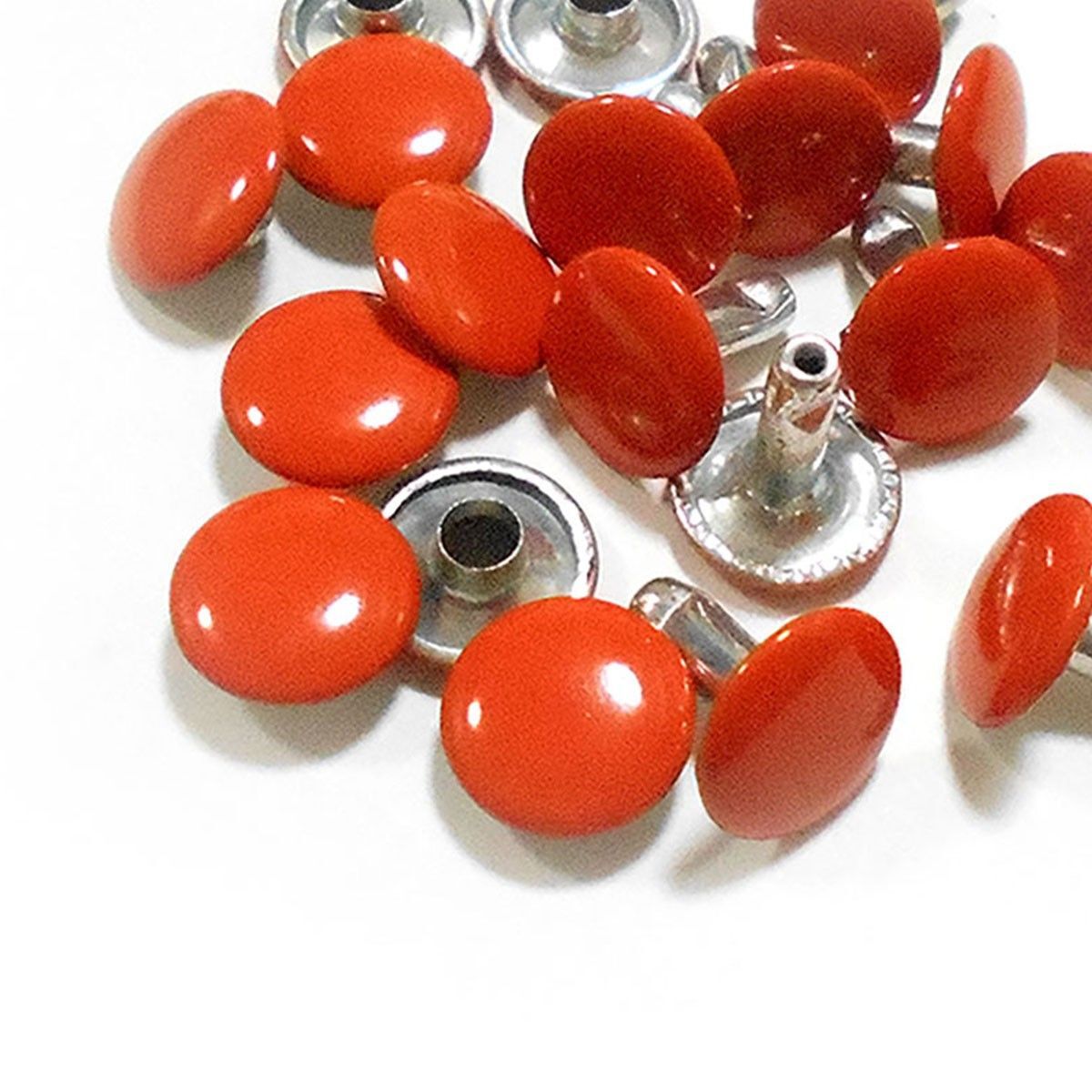 両面カシメ 10mm オレンジ 15組 カラーカシメ レザークラフト ハンドメイド ボタン パーツ 補修 金具 留め具拍卖