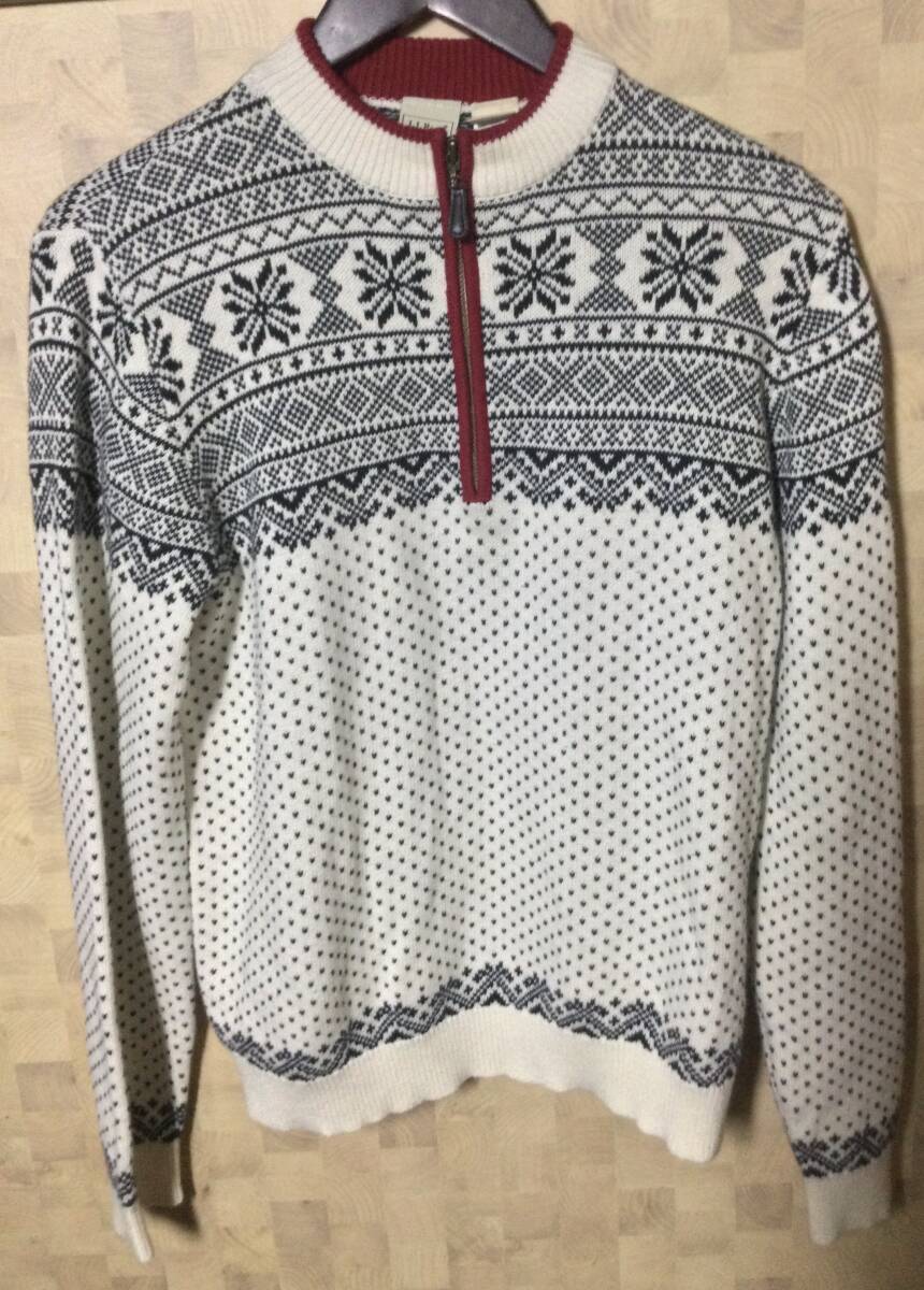 エルエルビーン LLビーン LL Bean ハーフジップ ノルディックセーター ニット バーズアイ 雪柄 総柄 プルオーバー アウトドア拍卖