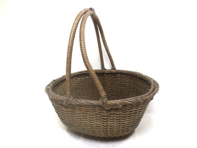 ◆昭和レトロ 買い物カゴ 長さ35.5×高さ39.5cm/買物 編 かご バスケット ポップ ビニールコーティング拍卖
