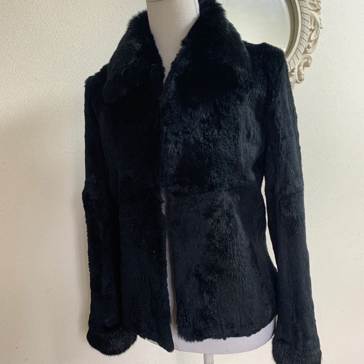 AIMER ラビットファー リアルファー 黒 ジャケット38 美品拍卖