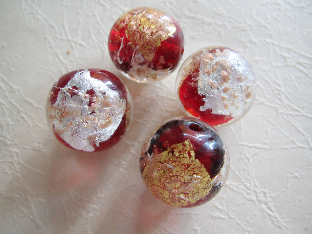 ランプワークビーズ レッド*シルバー*ゴールドフォイルセット拍卖