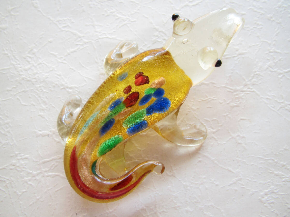 ランプワーク ペンダントヘッド ワニさん ゴールデン拍卖