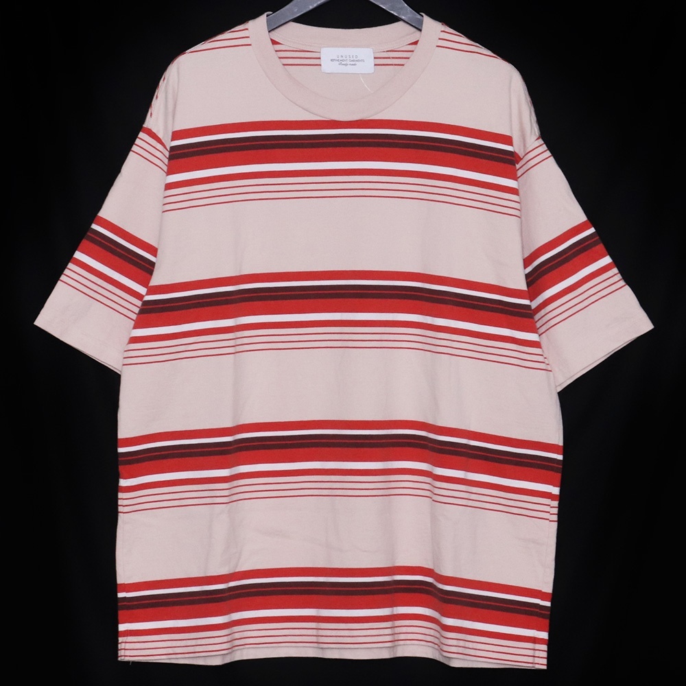 UNUSED border short sleeve T-shirt サイズ4 ベージュ US2433 アンユーズド 24SS ボーダーショートスリーブTシャツ 半袖カットソー拍卖
