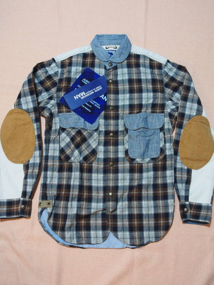 ジュンヤワタナベ・コムデギャルソンマン★JUNYA WATANABE MAN★茶系チェックシャツ★キルティング拍卖