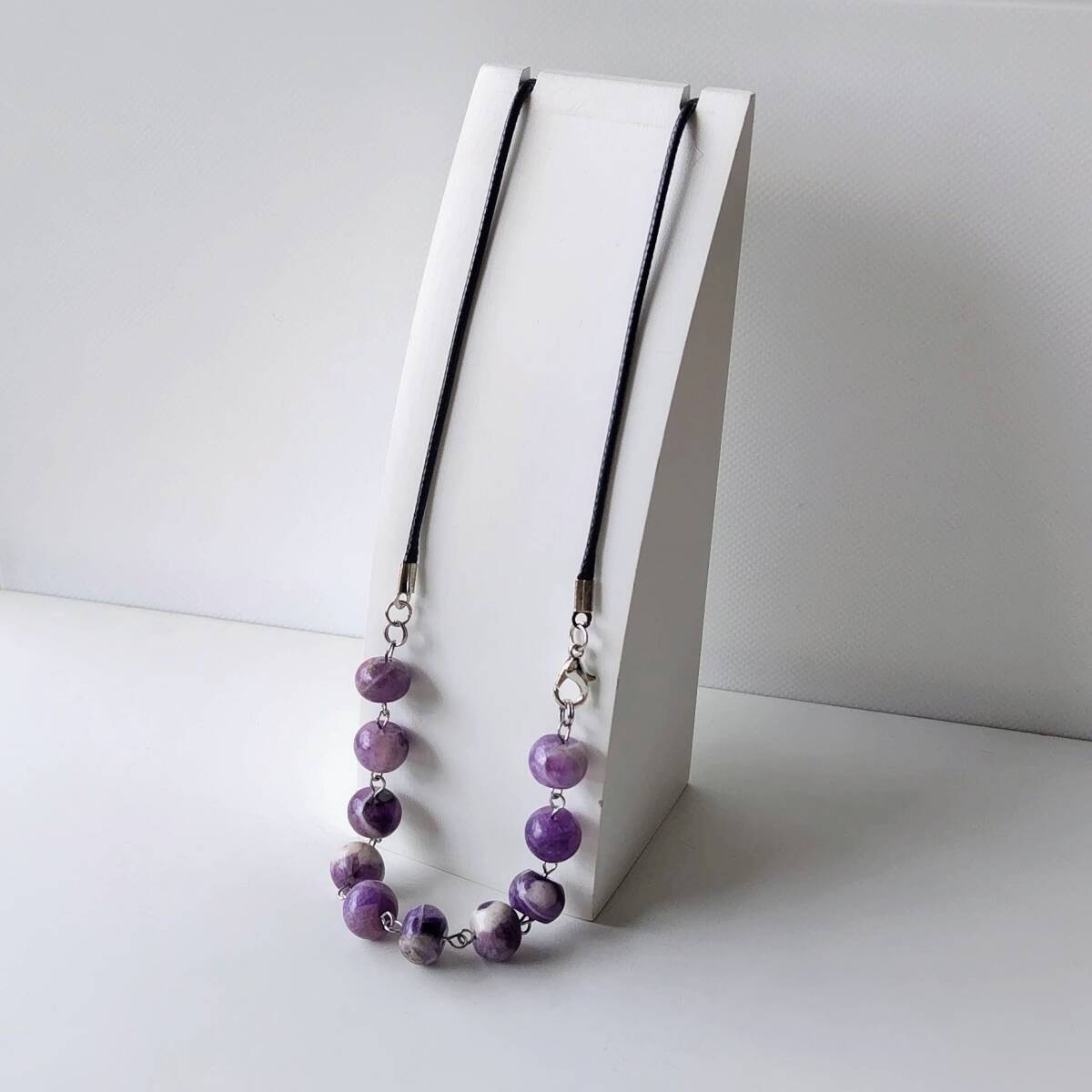 天然石ロングネックレス アメジスト大粒ボタン拍卖