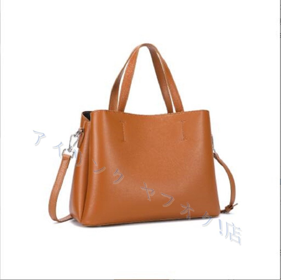 ☆新品トートバッグ 本革 レザー 2way ショルダーバッグ レディース 手提げバッグ 通勤 レザー 大容量 ブラウン拍卖