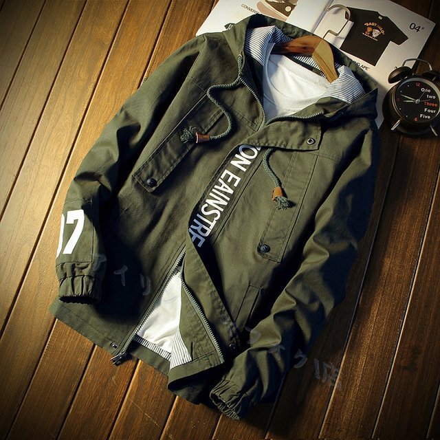 ☆新品メンズ ジャケット フード付き ミリタリージャケット コーチジャケット 野球服 ブルゾン ジャンパー スタジャン 春秋 グーリンM~5XL拍卖