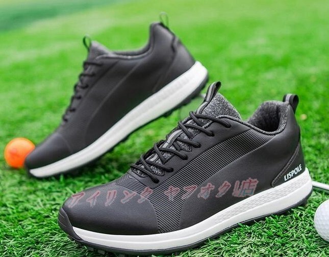 ☆新品ゴルフシューズ 運動靴 スパイクレス メンズ スポーツシューズ 強いグリップ フィット感 軽量 弾力性 絶賛 防滑耐磨 通気 ブラック拍卖