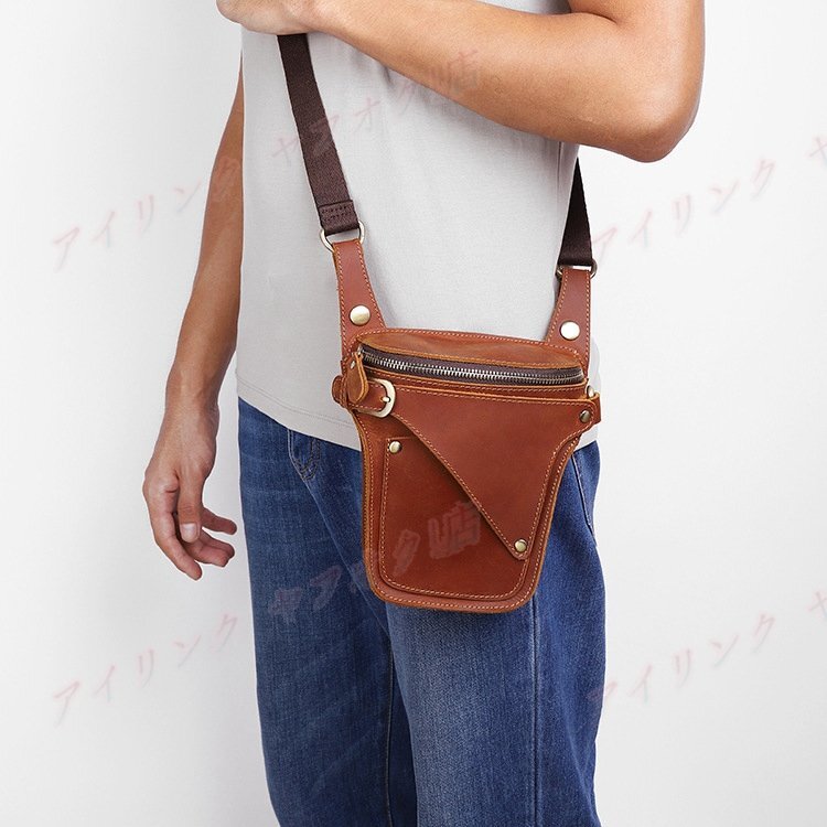 ☆新品多機能メンズ革バッグ職人作り 上層牛革本革ショルダーバッグ斜め掛け ウェストバッグ 大容量誕生日/父/母の日プレゼント ギフト拍卖