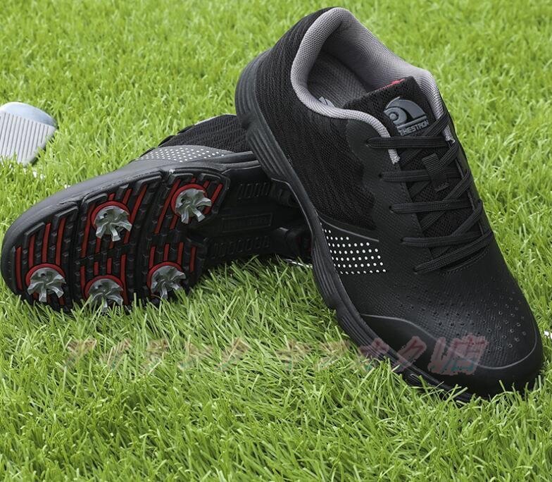 ☆新品オシャレゴルフシューズ メンズ スニーカー 強いグリップ スパイク靴 ソフトスパイク アウトドアフシューズ 防水 防滑 耐磨 黒拍卖