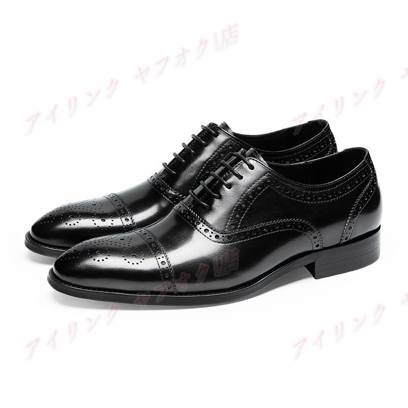 ☆新品高級 上品 本革 希少 手塗仕上げ彫り ビジネスシューズ 手作り メンズ レザーシューズ 牛革 24.5cm ~27cm 黒 選択26cm拍卖