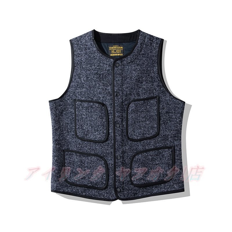 ☆新品秋冬brown\'s beach Jacket 19世紀スタイル アメカジ アンティークヴィンテージ復刻品のある上質の生地感ウールベスト ネイビー拍卖