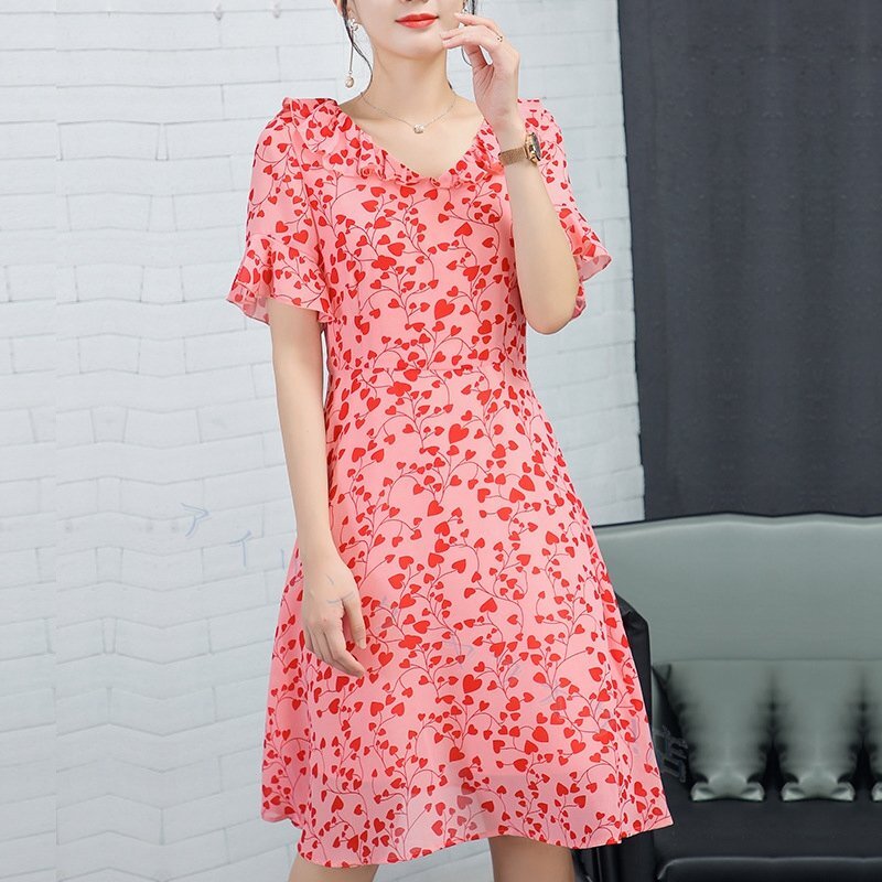 ☆新品五分袖 ドルマンスリーブ ワンピース 4L レッド拍卖