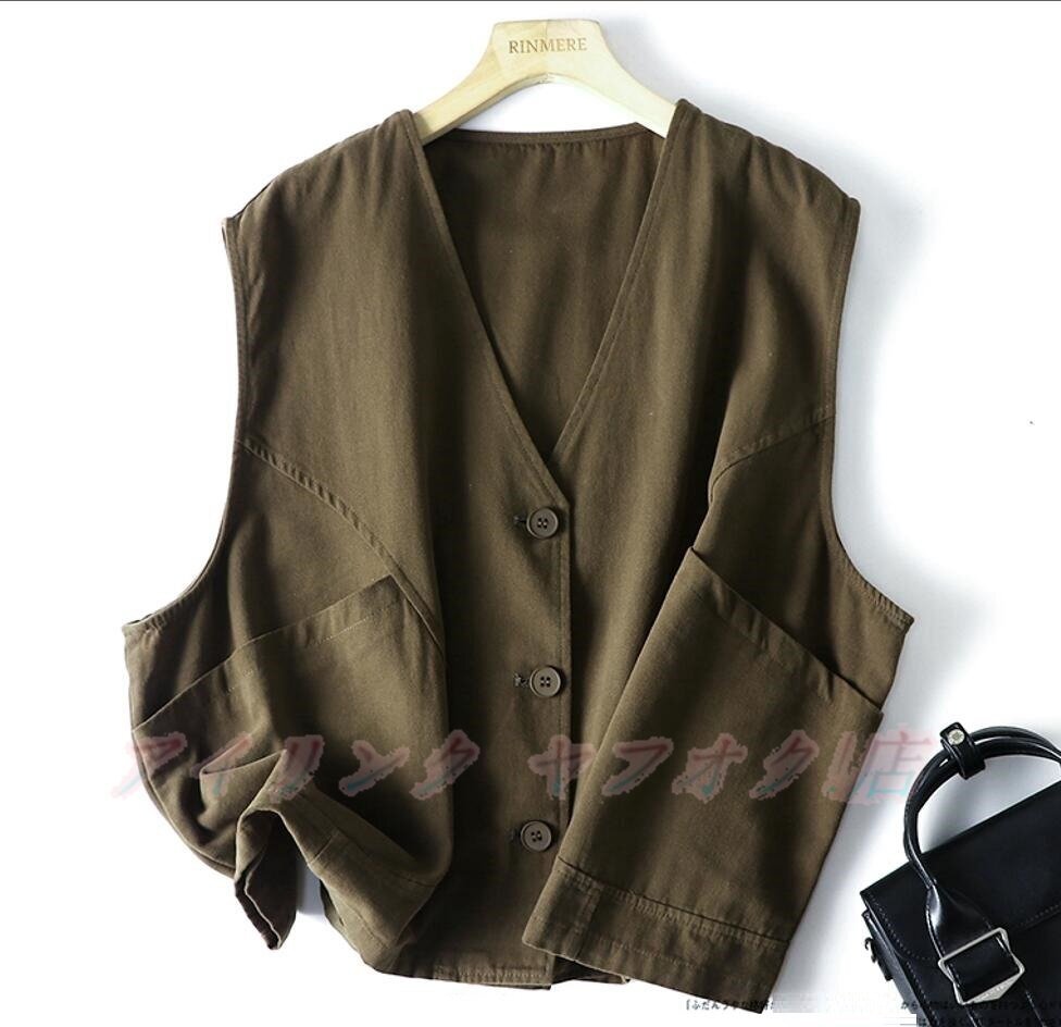 ☆新品サイズ選択可 ベスト レディース チョッキ ジレベスト 快適 オフィス 前あきベスト アウター ノースリーブ コーヒー拍卖