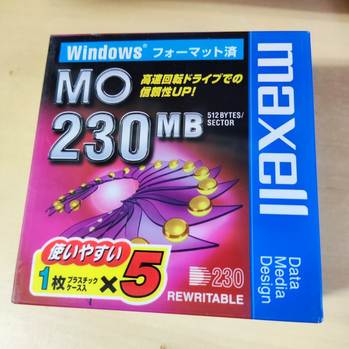 即日発 速達 日本製 maxell MOディスク 230MB Windowsフォーマット済 5枚 ★未使用 未開封拍卖